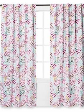 Pillowfort Blackout Curtain Drapery Panel Floral Hearts 42”x84” SET of 2